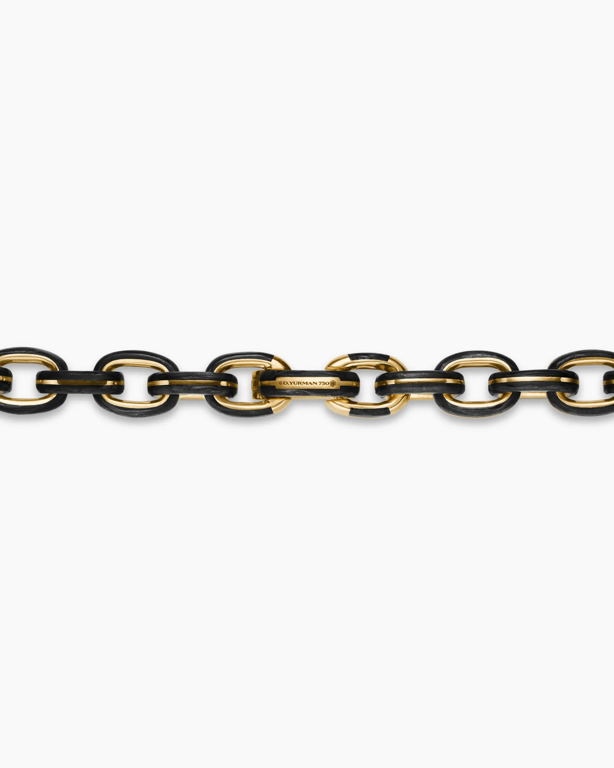 Streamline® Oval Link Necklace 18K Yellow Gold with Forged Carbon, 8.5mm