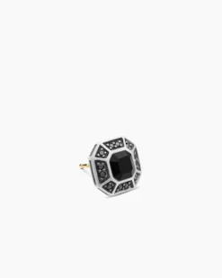 Streamline® Pavé Stud Earring Sterling Silver with Black Diamonds, 10mm