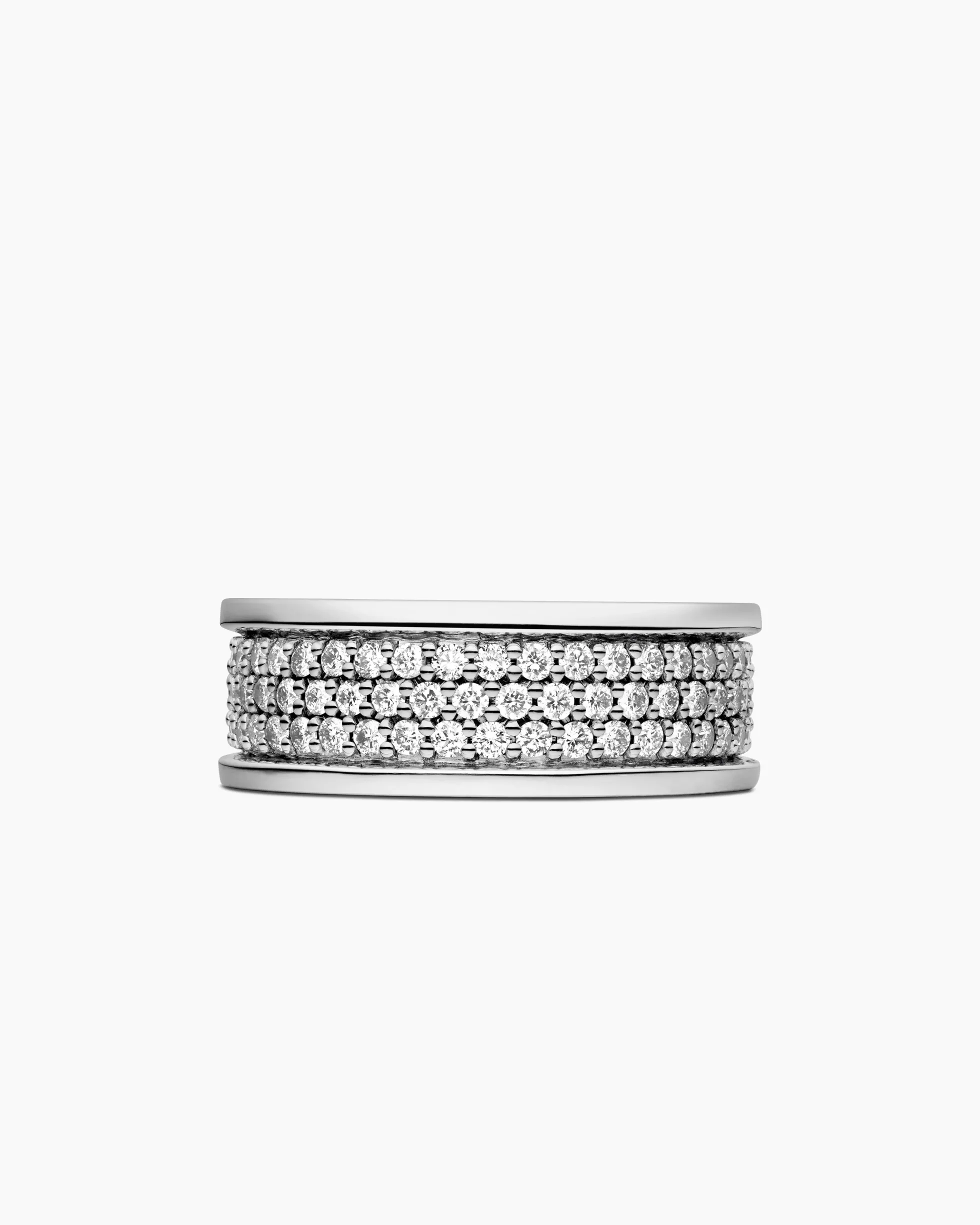 Streamline® Pavé Three Row Band Ring Sterling Silver with Diamonds, 8.5mm