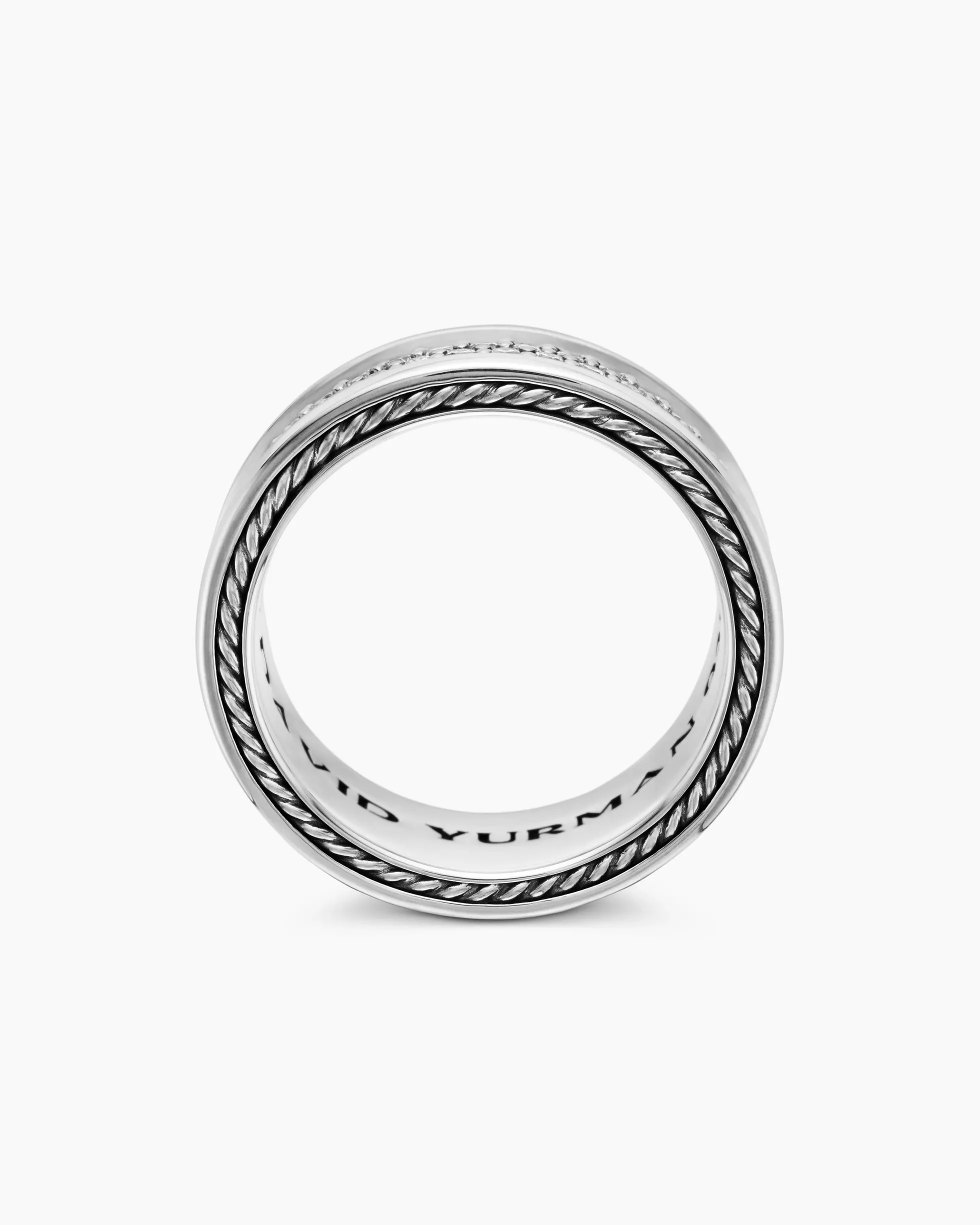 Streamline® Pavé Three Row Band Ring Sterling Silver with Diamonds, 8.5mm