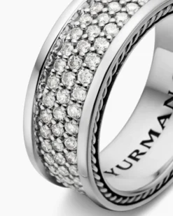 Streamline® Pavé Three Row Band Ring Sterling Silver with Diamonds, 8.5mm