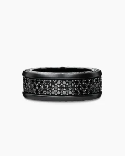 Streamline® Pavé Three Row Band Ring Black Titanium with Black Diamonds, 8.5mm