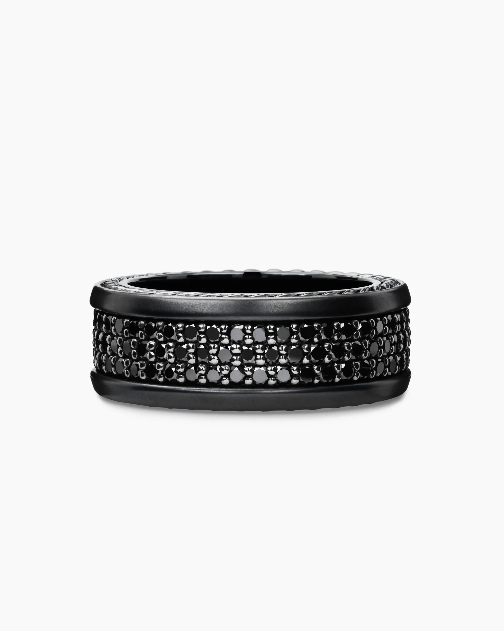Streamline® Pavé Three Row Band Ring Black Titanium with Black Diamonds, 8.5mm