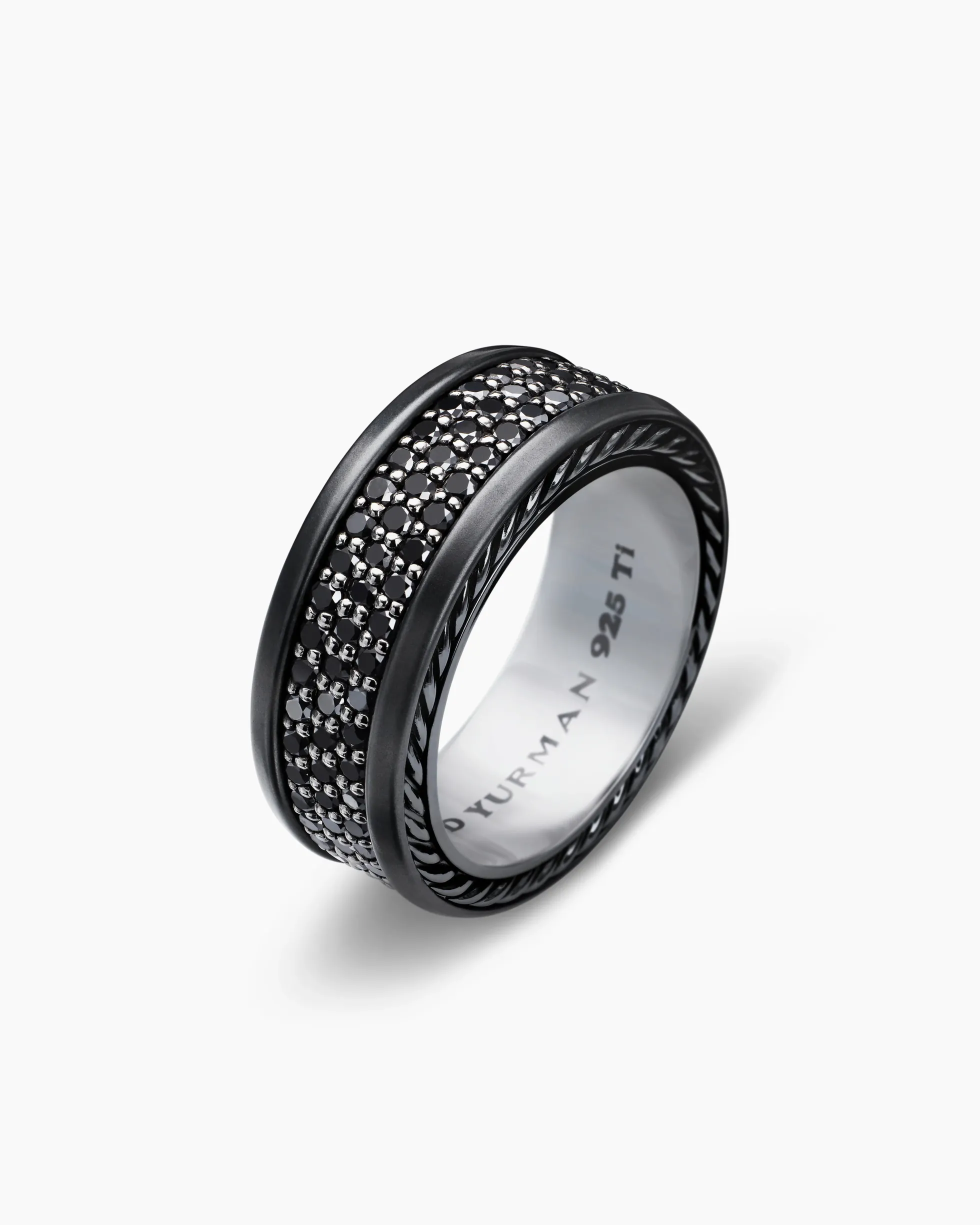 Streamline® Pavé Three Row Band Ring Black Titanium with Black Diamonds, 8.5mm