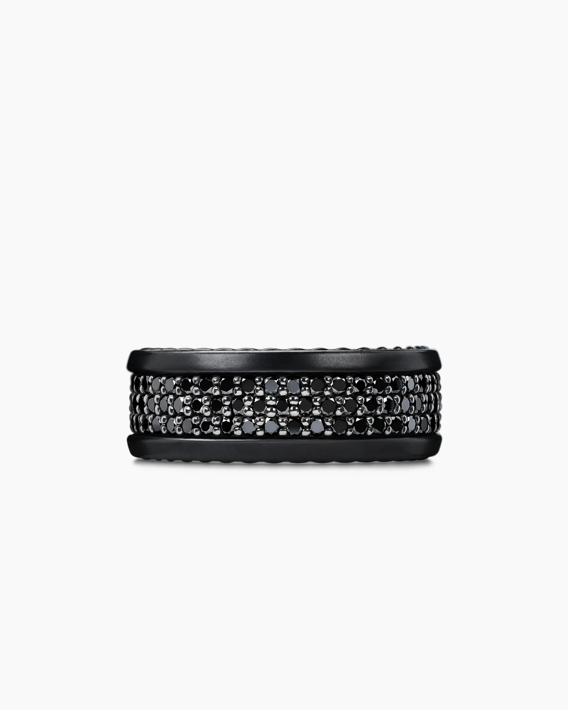 Streamline® Pavé Three Row Band Ring Black Titanium with Black Diamonds, 8.5mm