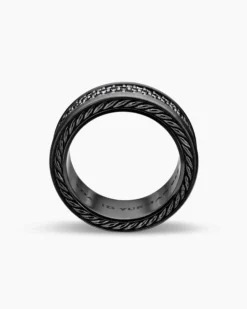 Streamline® Pavé Three Row Band Ring Black Titanium with Black Diamonds, 8.5mm