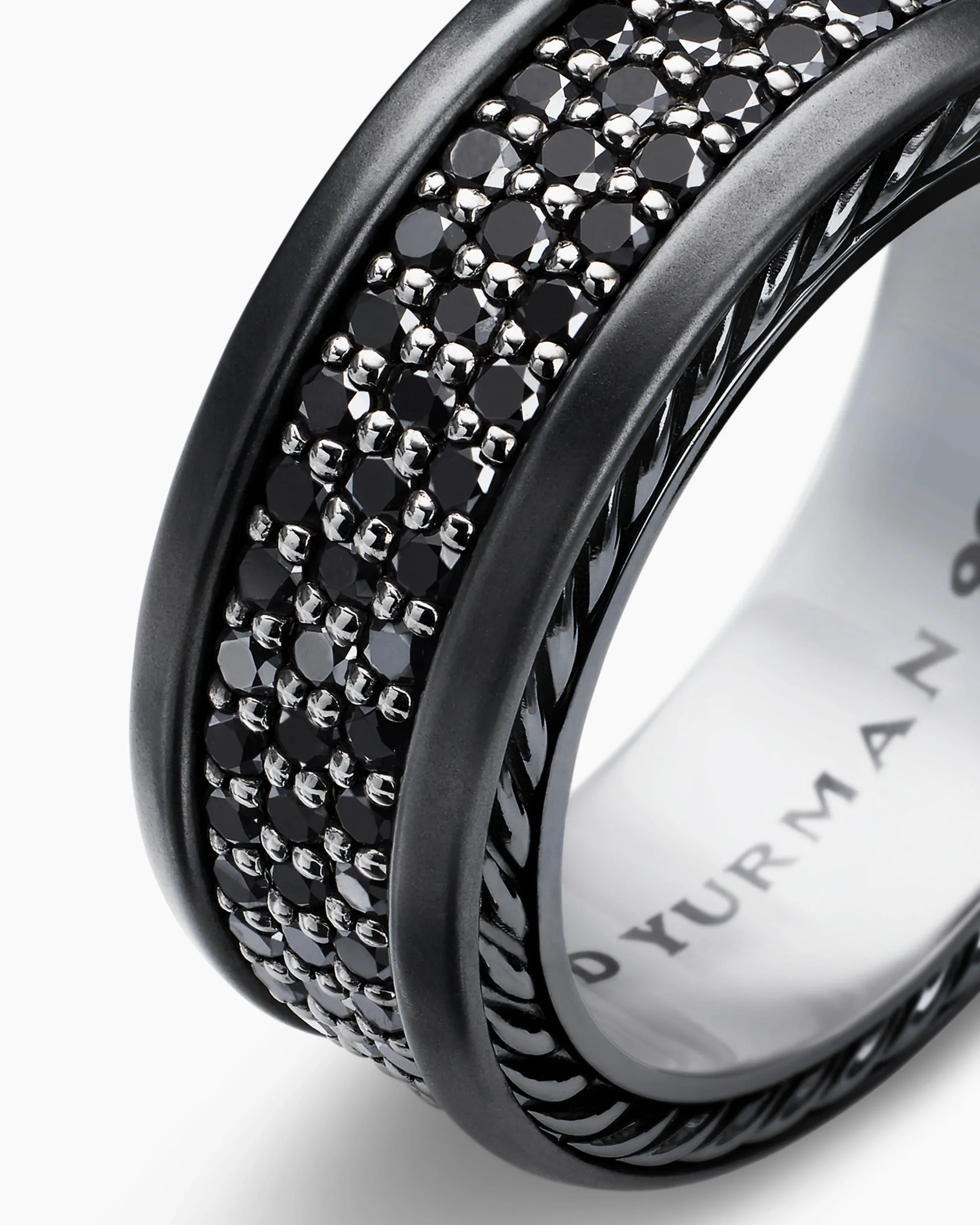 Streamline® Pavé Three Row Band Ring Black Titanium with Black Diamonds, 8.5mm