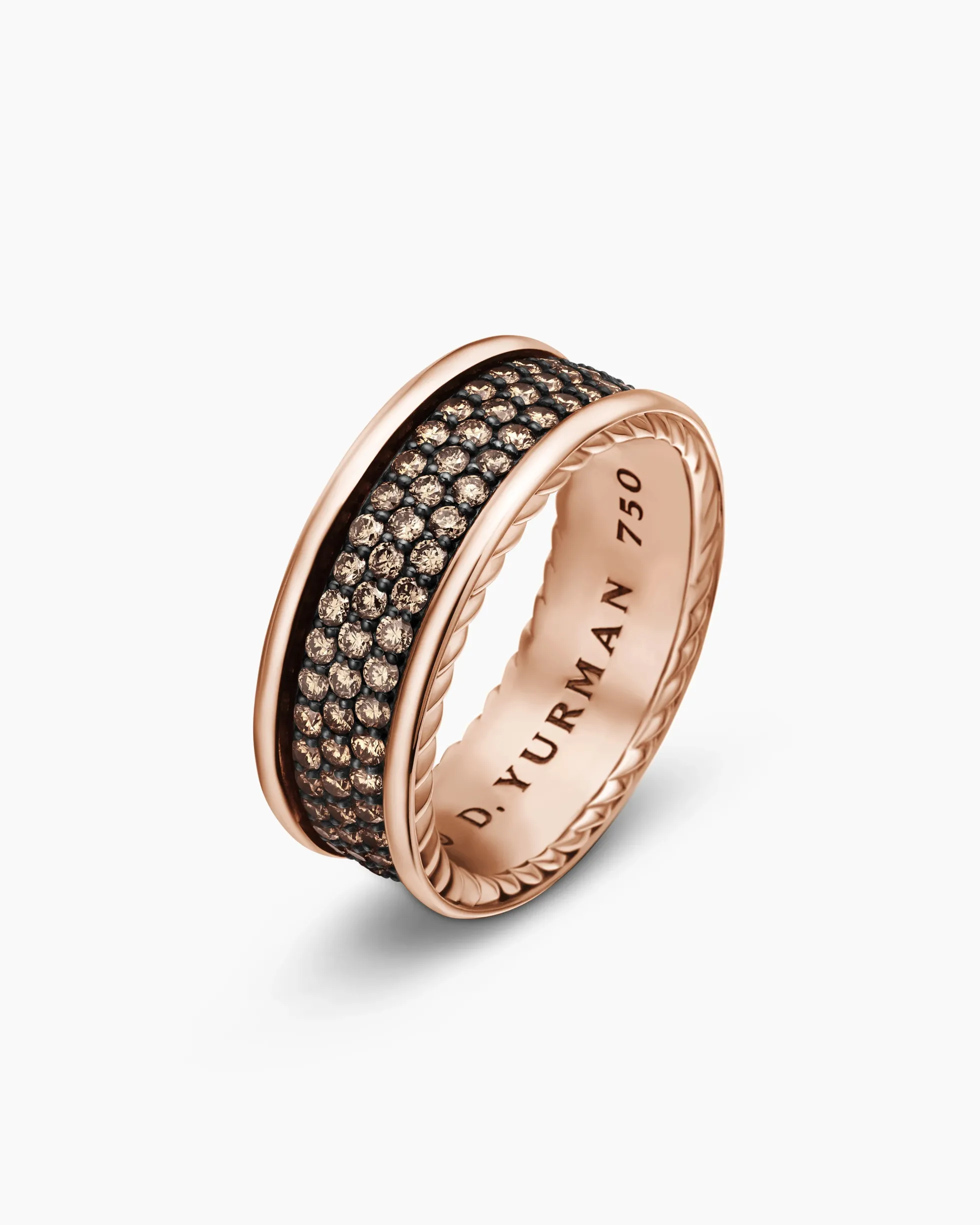 Streamline® Pavé Three Row Band Ring 18K Rose Gold with Cognac Diamonds, 8.5mm
