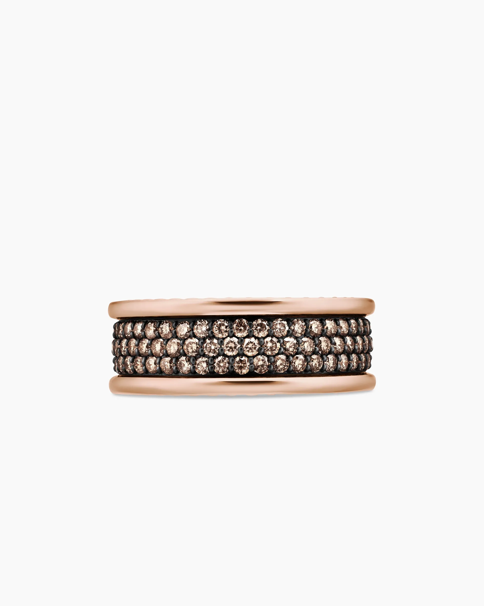 Streamline® Pavé Three Row Band Ring 18K Rose Gold with Cognac Diamonds, 8.5mm
