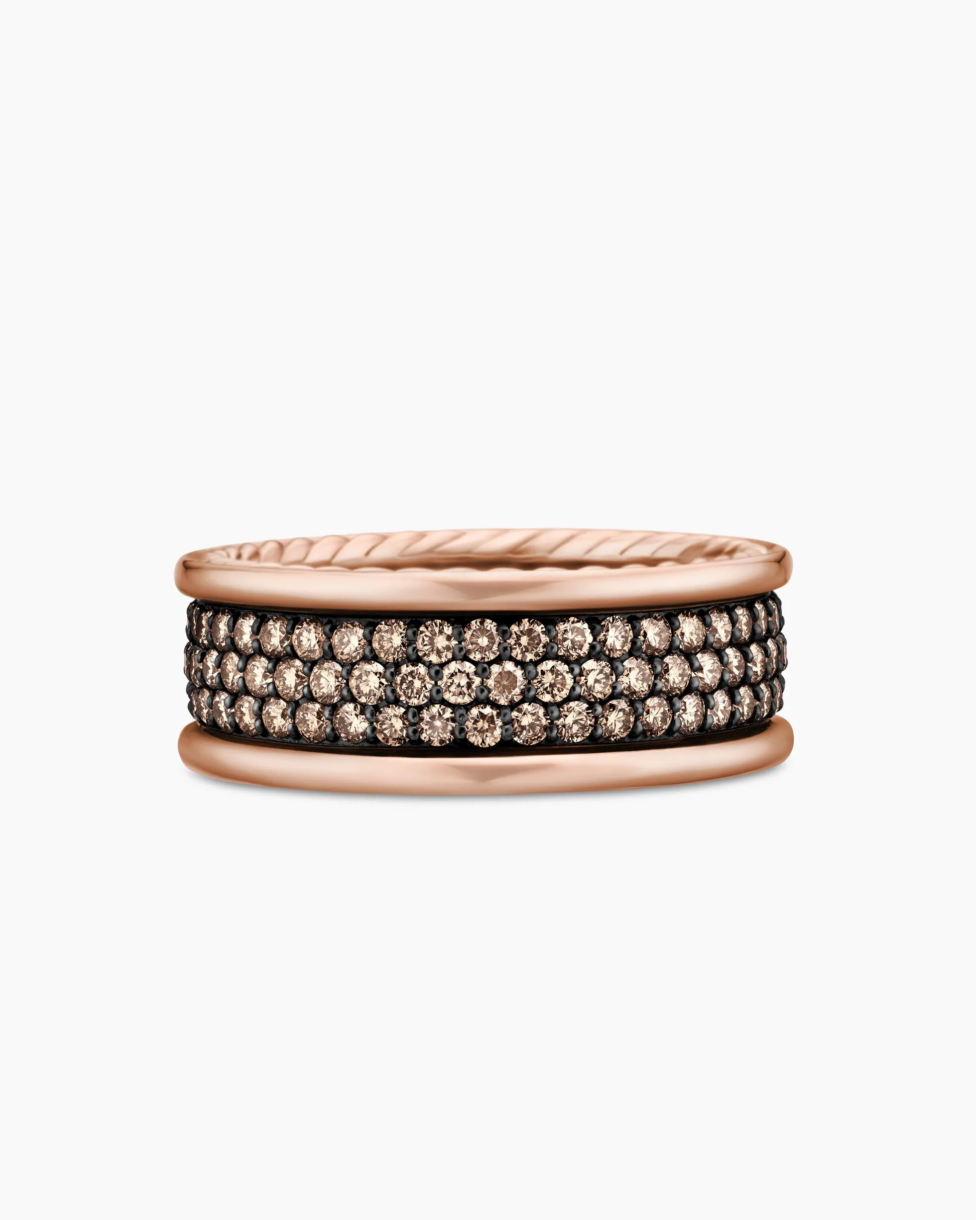 Streamline® Pavé Three Row Band Ring 18K Rose Gold with Cognac Diamonds, 8.5mm