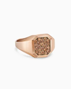 Streamline® Signet Ring 18K Rose Gold with Cognac Diamonds, 14mm
