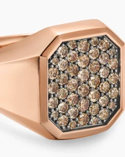 Streamline® Signet Ring 18K Rose Gold with Cognac Diamonds, 18mm