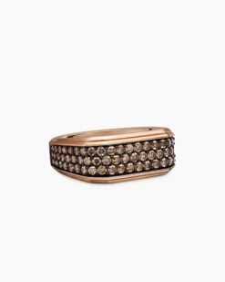 Streamline® Signet Ring 18K Rose Gold with Cognac Diamonds, 10mm