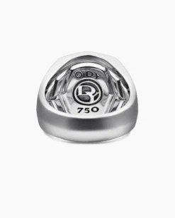 Streamline® Signet Ring 18K White Gold with Blue Sapphires, 25mm