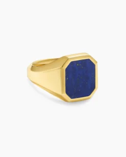 Streamline® Signet Ring 18K Yellow Gold with Lapis, 18mm