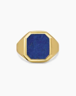 Streamline® Signet Ring 18K Yellow Gold with Lapis, 18mm