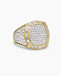 Streamline® Signet Ring 18K Yellow Gold with Diamonds, 25mm