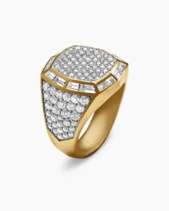 Streamline® Signet Ring 18K Yellow Gold with Diamonds, 25mm