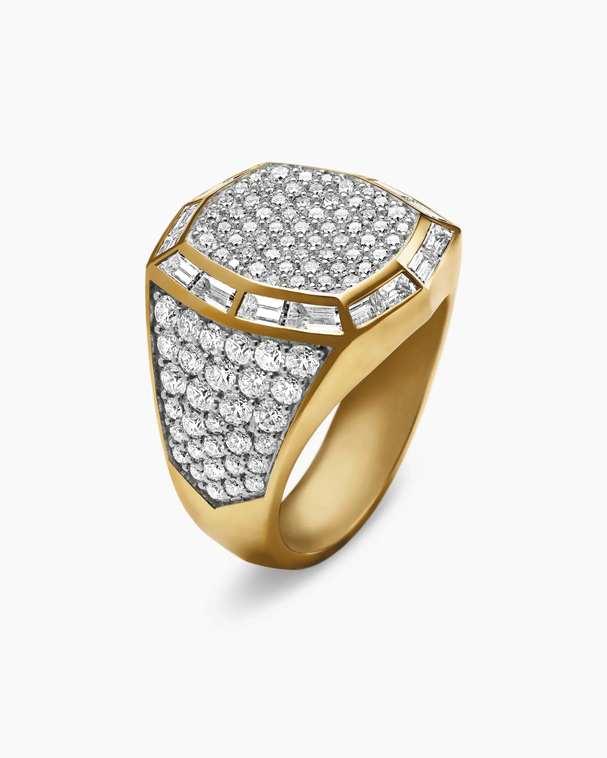 Streamline® Signet Ring 18K Yellow Gold with Diamonds, 25mm