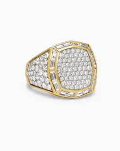 Streamline® Signet Ring 18K Yellow Gold with Diamonds, 25mm