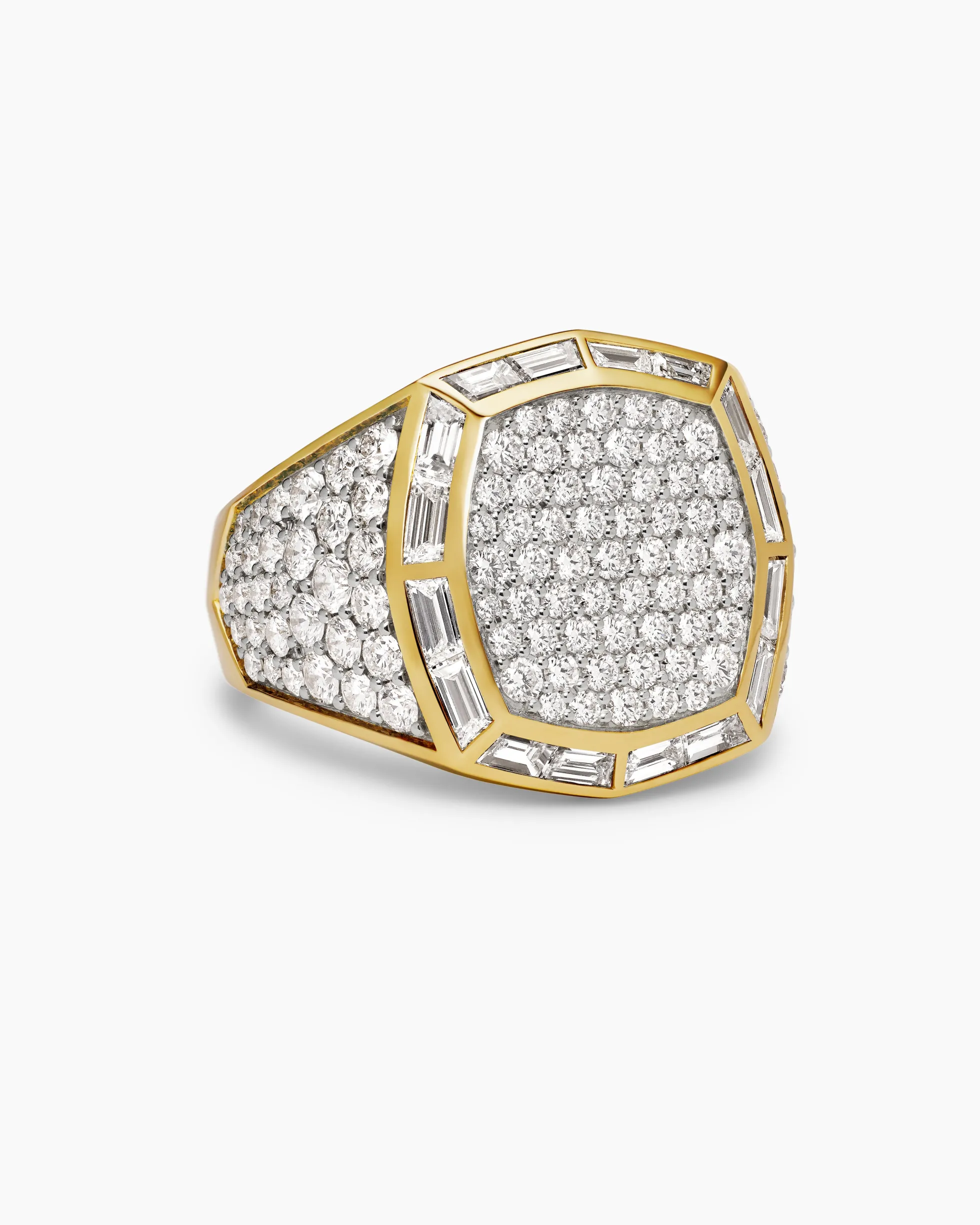 Streamline® Signet Ring 18K Yellow Gold with Diamonds, 25mm