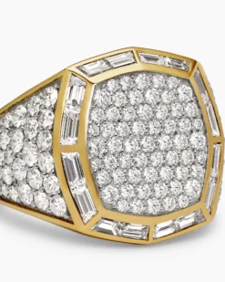 Streamline® Signet Ring 18K Yellow Gold with Diamonds, 25mm