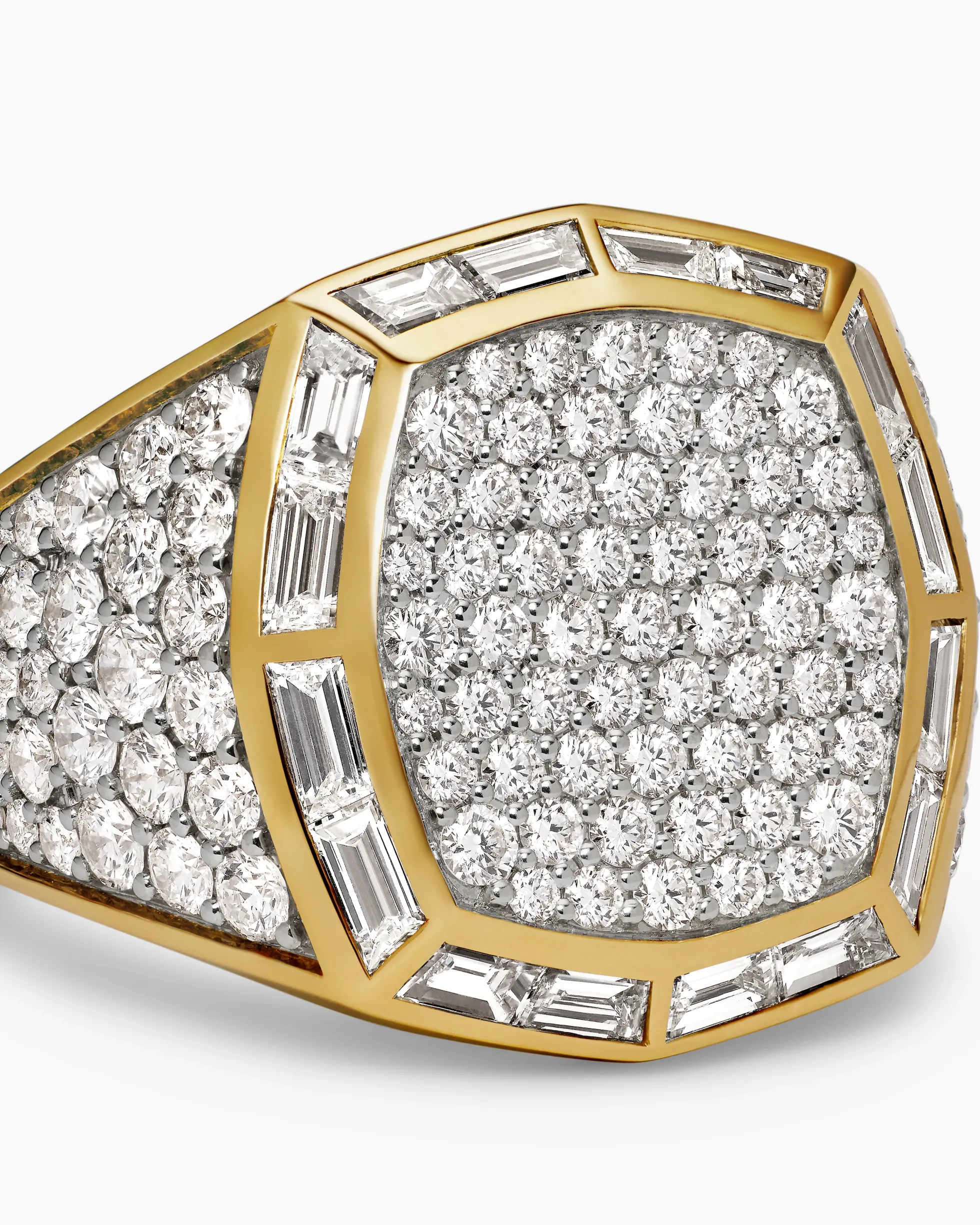 Streamline® Signet Ring 18K Yellow Gold with Diamonds, 25mm