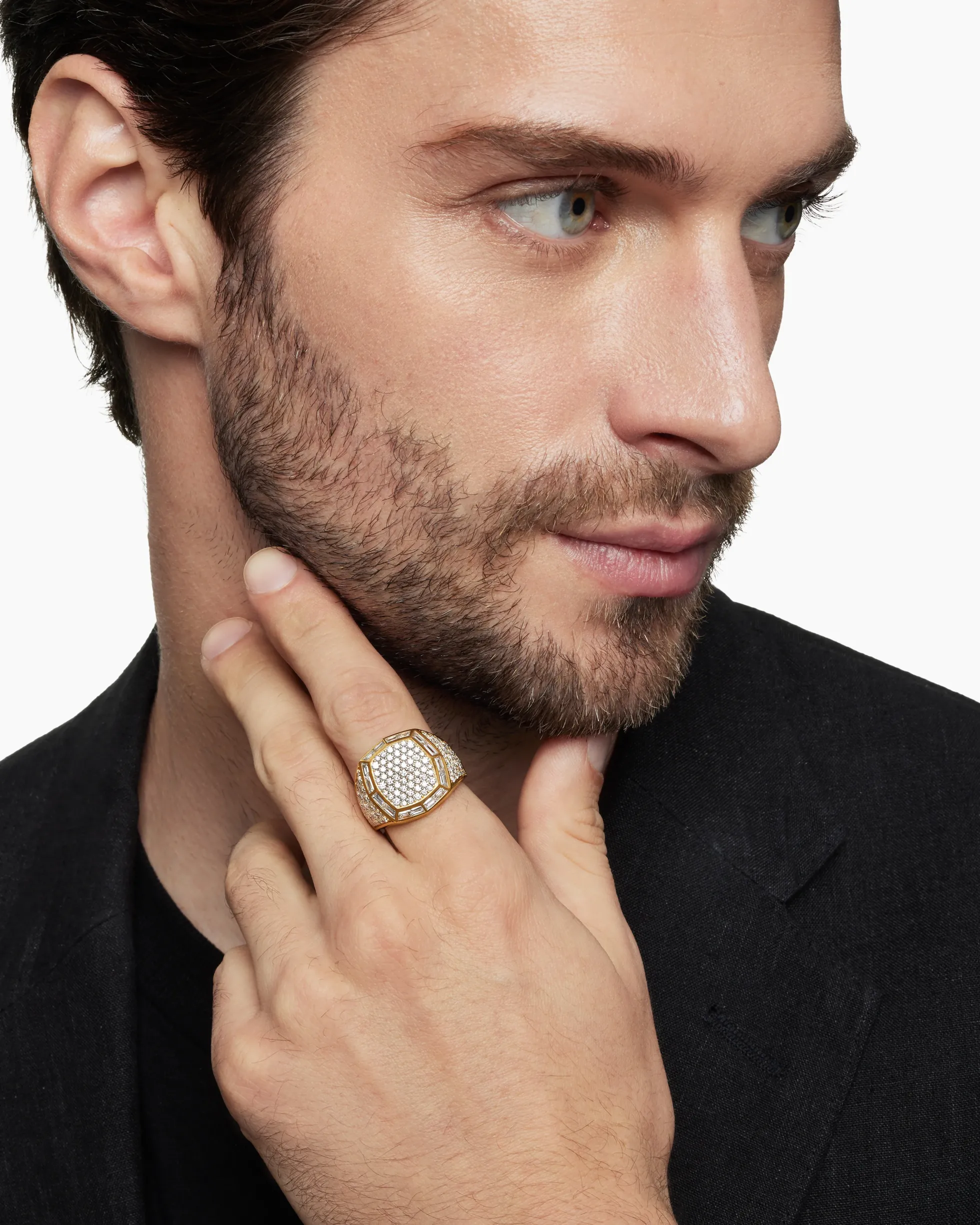 Streamline® Signet Ring 18K Yellow Gold with Diamonds, 25mm