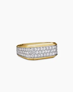 Streamline® Signet Ring 18K Yellow Gold with Diamonds, 10mm
