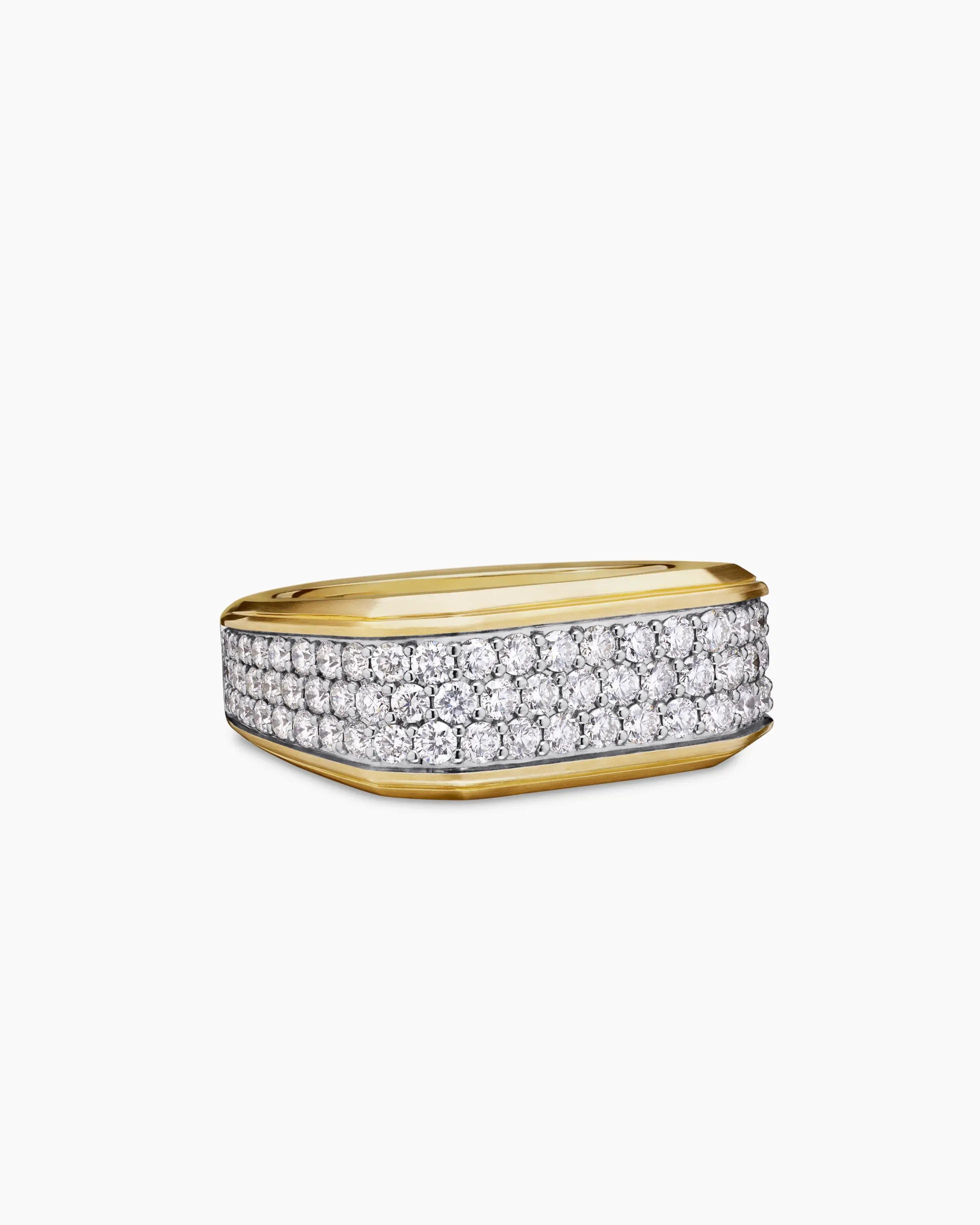 Streamline® Signet Ring 18K Yellow Gold with Diamonds, 10mm