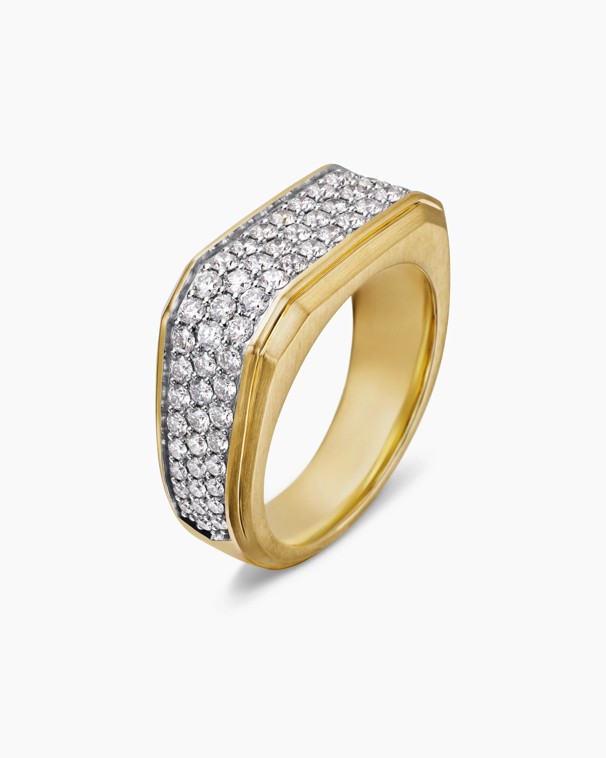 Streamline® Signet Ring 18K Yellow Gold with Diamonds, 10mm