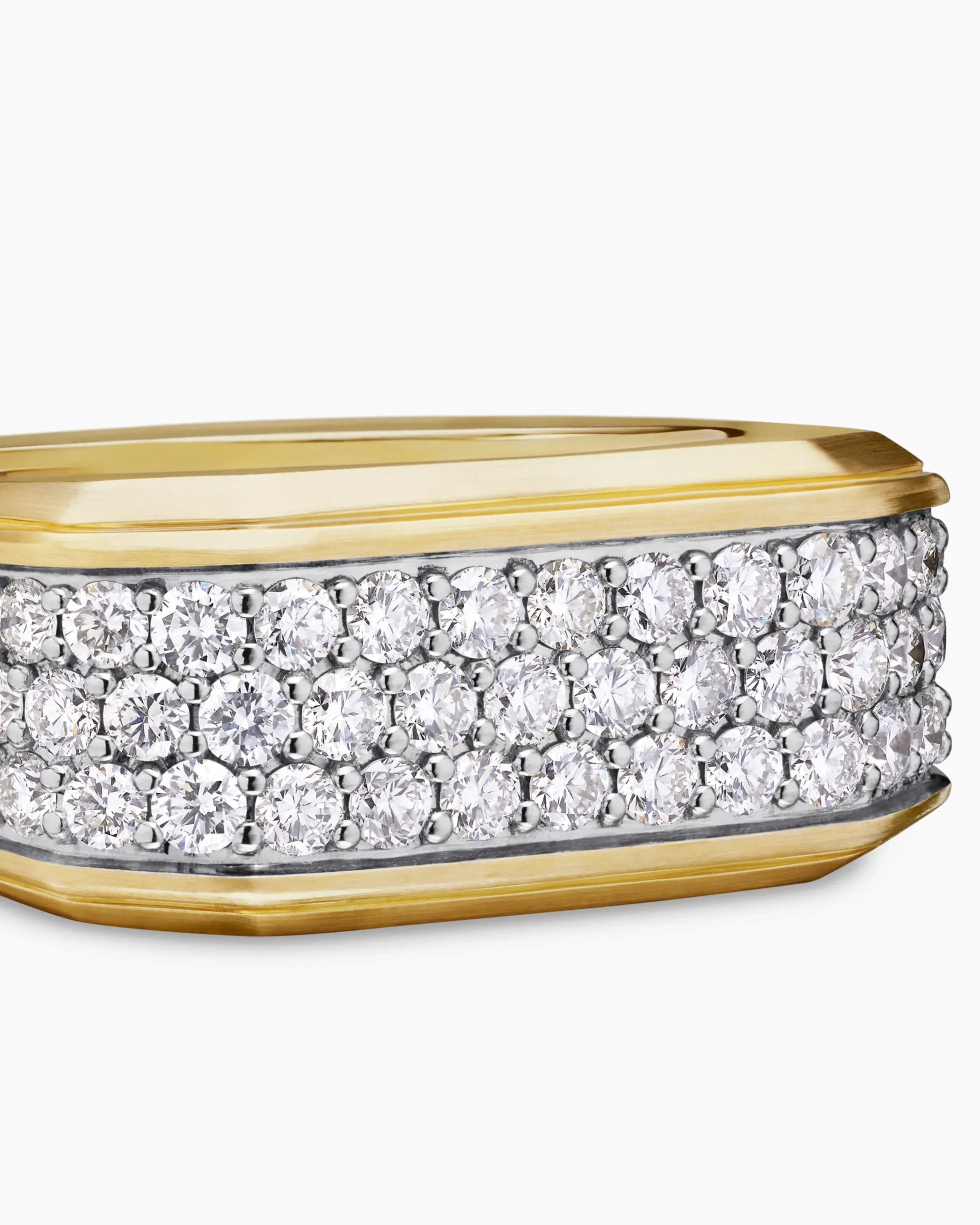 Streamline® Signet Ring 18K Yellow Gold with Diamonds, 10mm