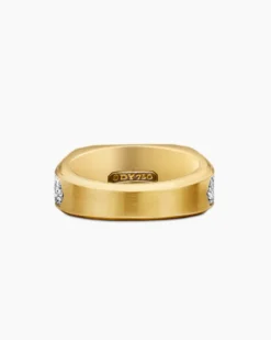 Streamline® Signet Ring 18K Yellow Gold with Diamonds, 10mm