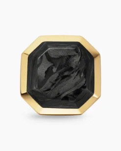 Streamline® Stud Earring 18K Yellow Gold with Forged Carbon, 10.5mm