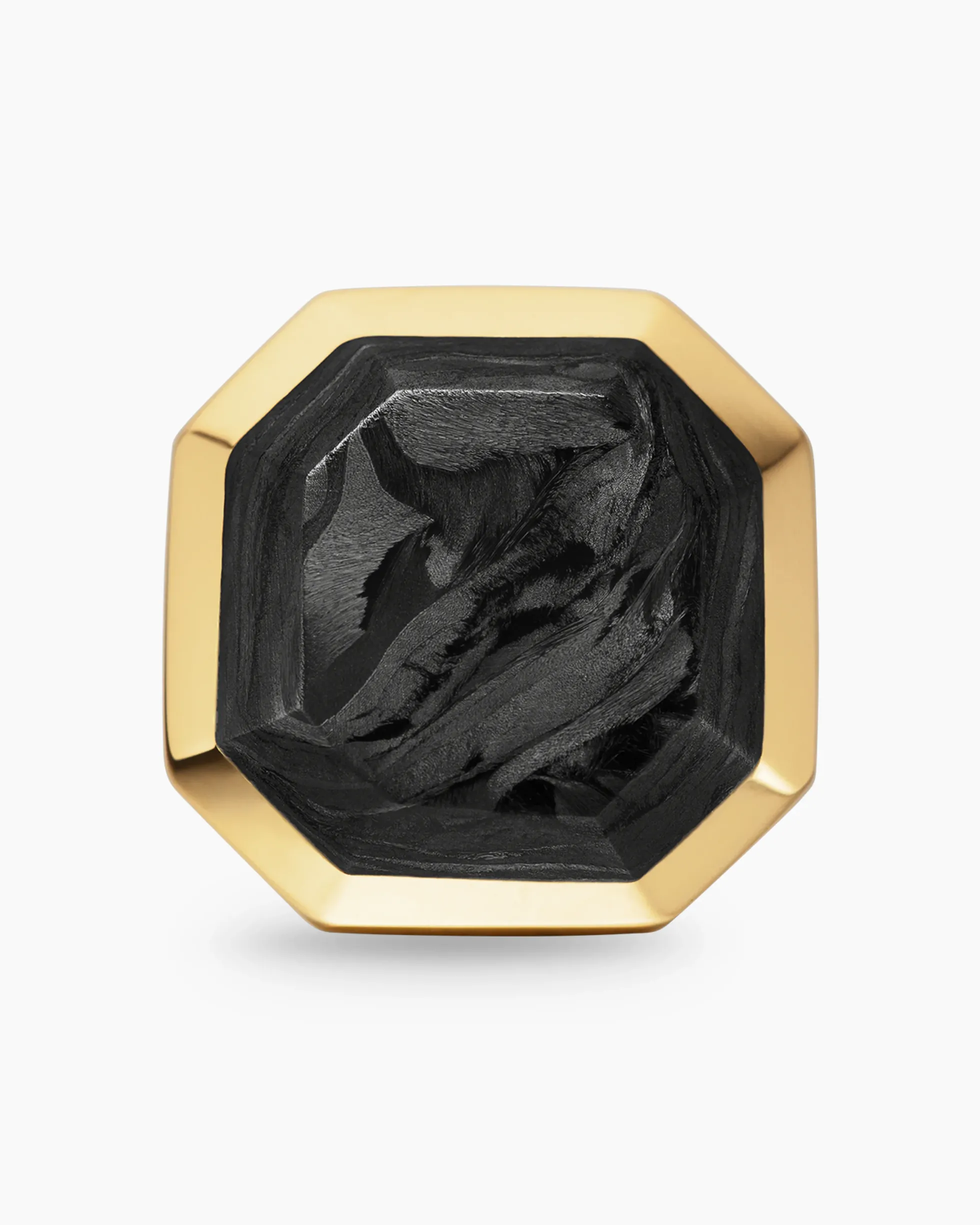 Streamline® Stud Earring 18K Yellow Gold with Forged Carbon, 10.5mm