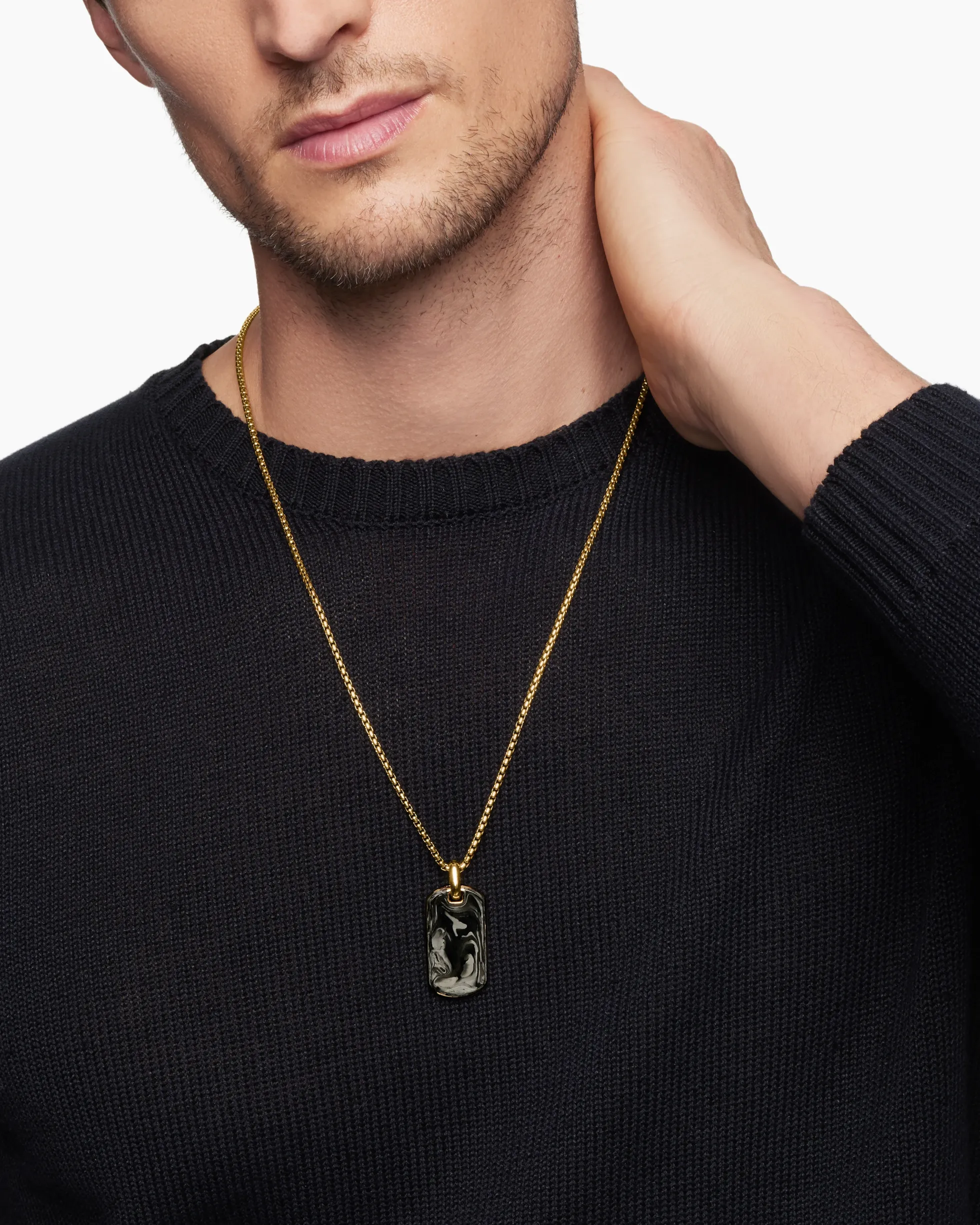 Streamline® Tag 18K Yellow Gold with Forged Carbon, 35mm
