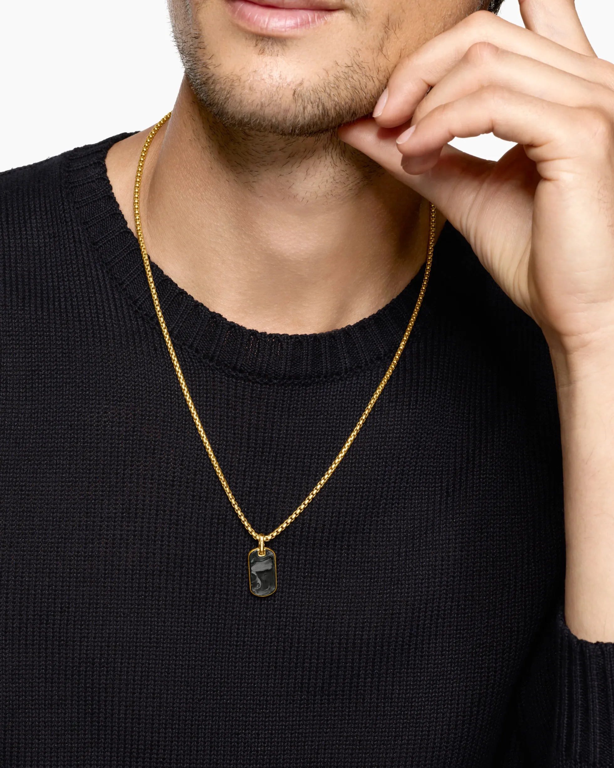 Streamline® Tag 18K Yellow Gold with Forged Carbon, 21.2mm