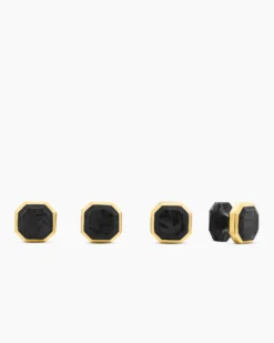Streamline® Tuxedo Studs 18K Yellow Gold with Forged Carbon, 10.8mm