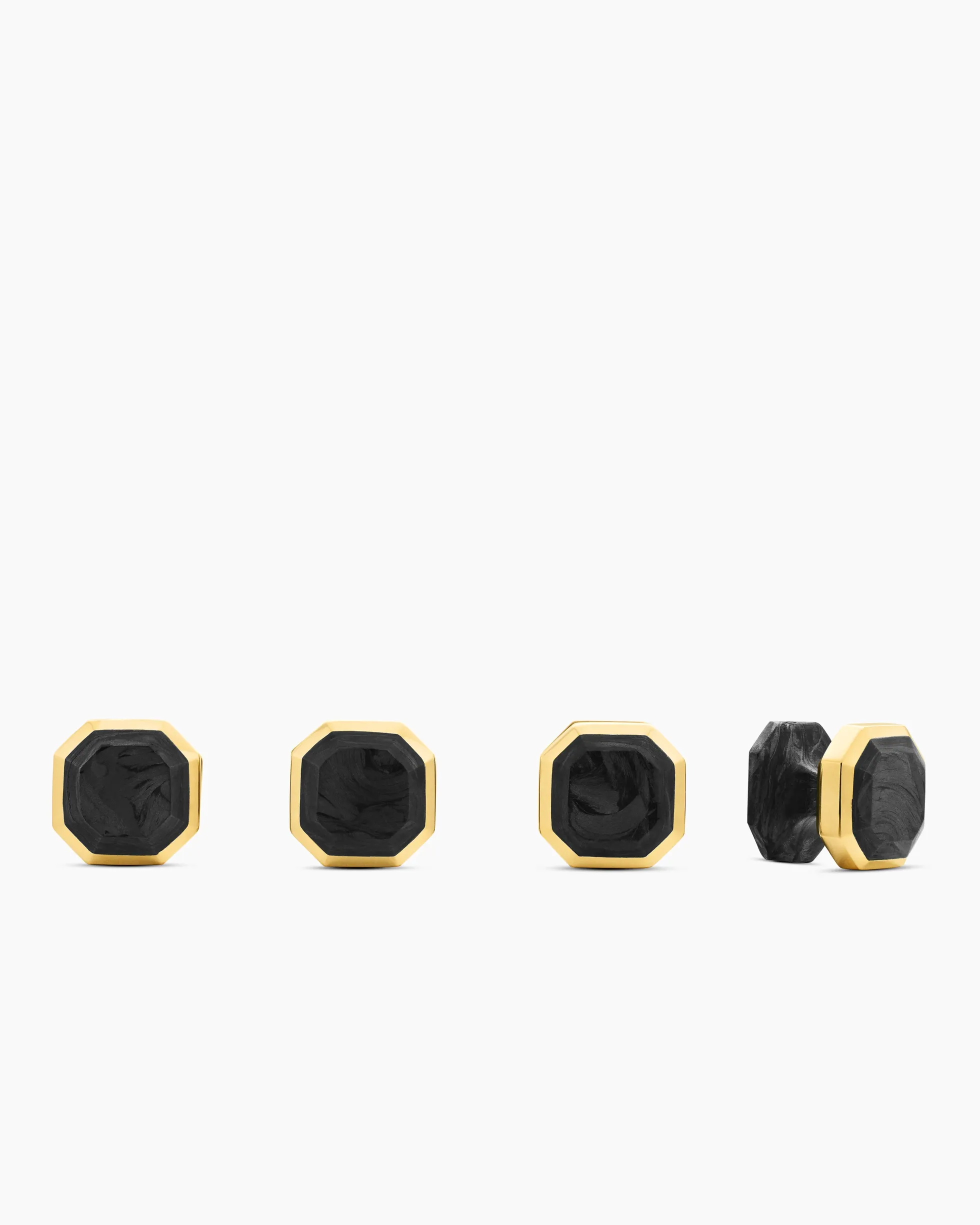 Streamline® Tuxedo Studs 18K Yellow Gold with Forged Carbon, 10.8mm
