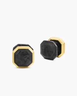 Streamline® Tuxedo Studs 18K Yellow Gold with Forged Carbon, 10.8mm