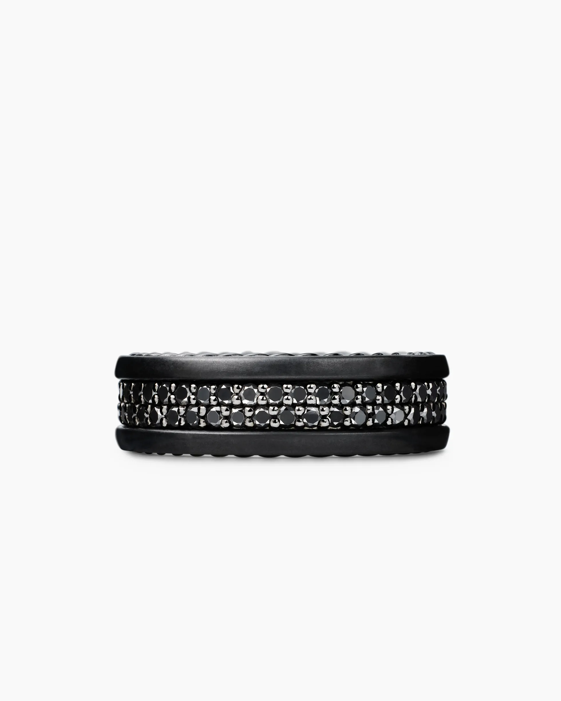 Streamline® Two Row Band Ring Black Titanium with Black Diamonds, 6.5mm