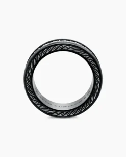 Streamline® Two Row Band Ring Black Titanium with Black Diamonds, 6.5mm