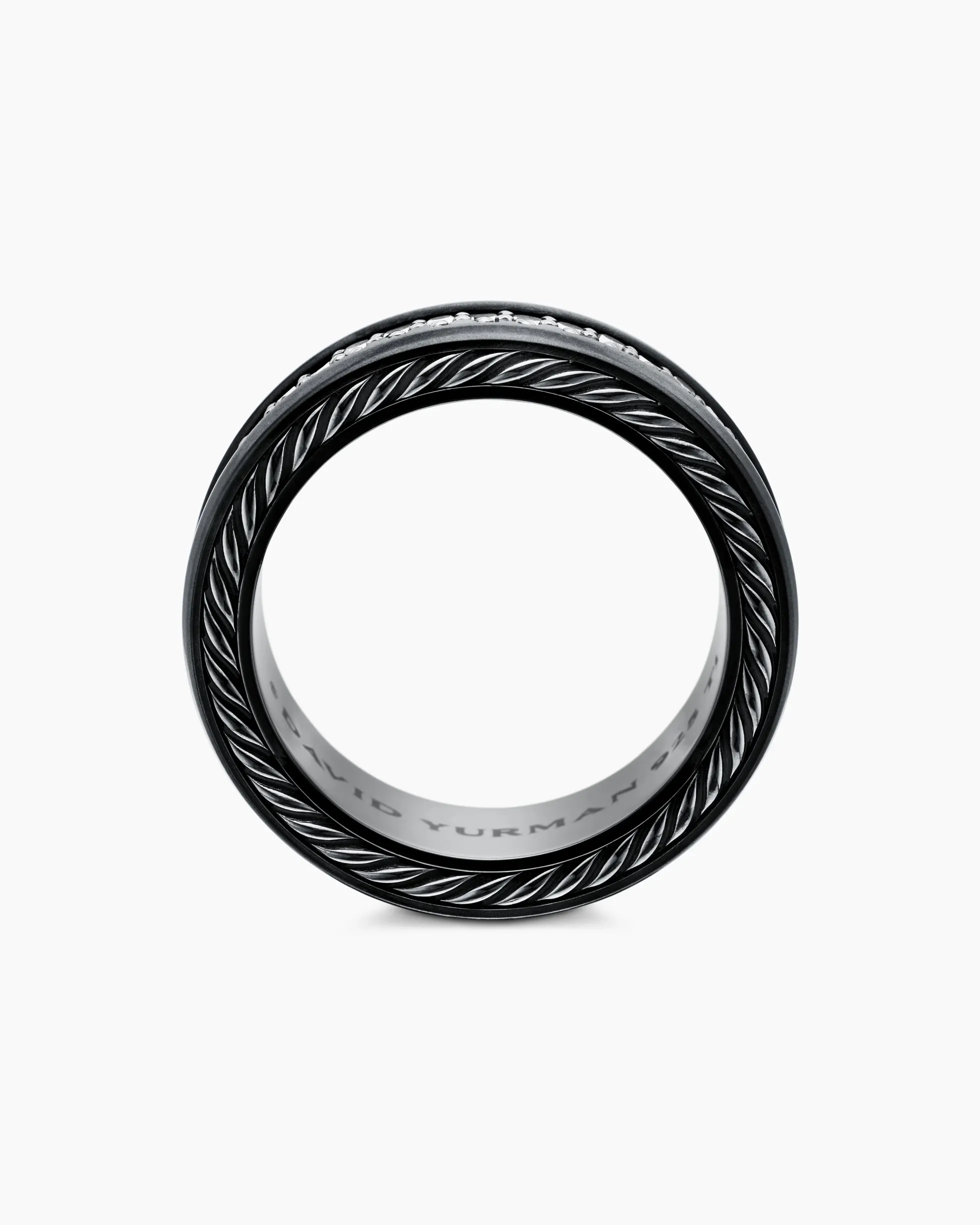 Streamline® Two Row Band Ring Black Titanium with Black Diamonds, 6.5mm