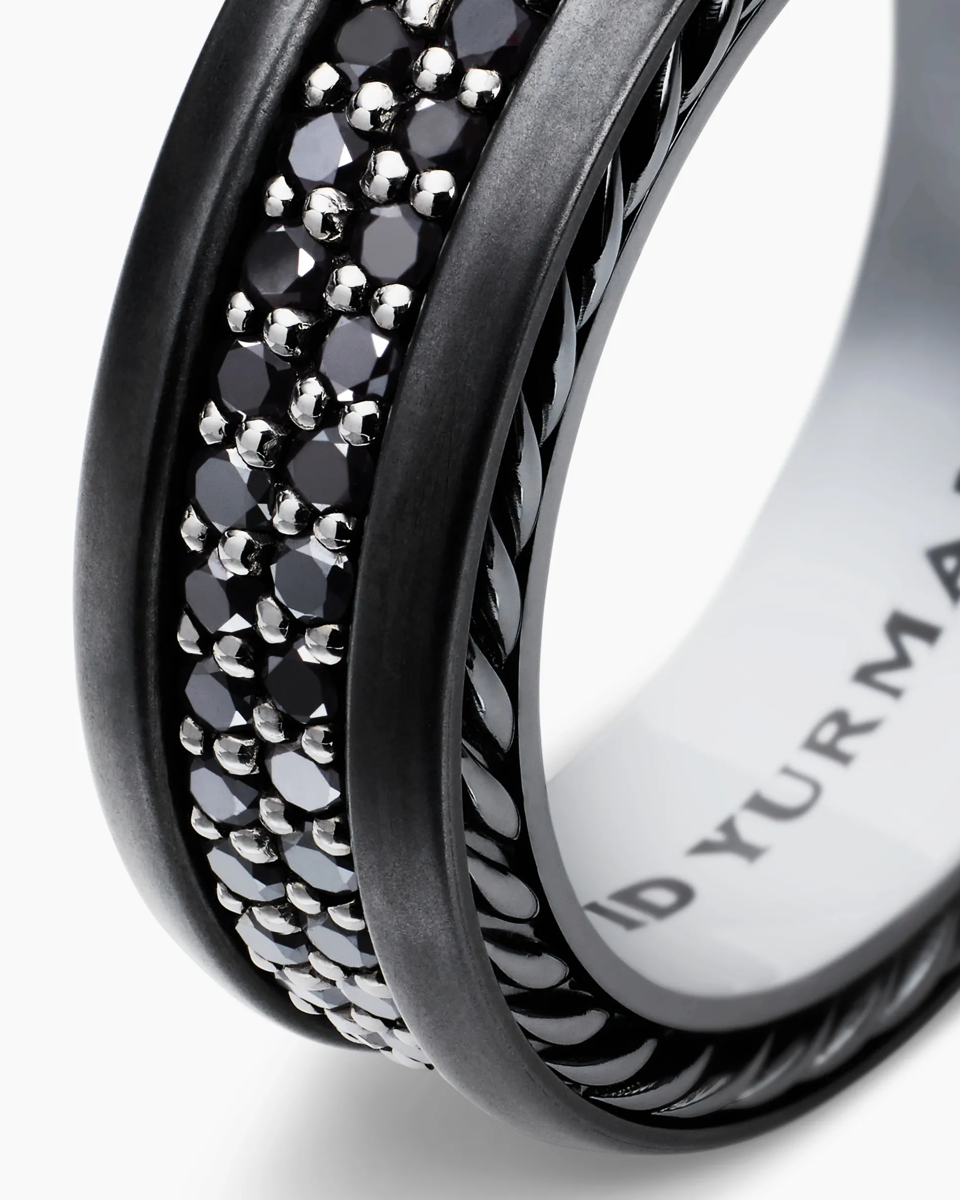 Streamline® Two Row Band Ring Black Titanium with Black Diamonds, 6.5mm