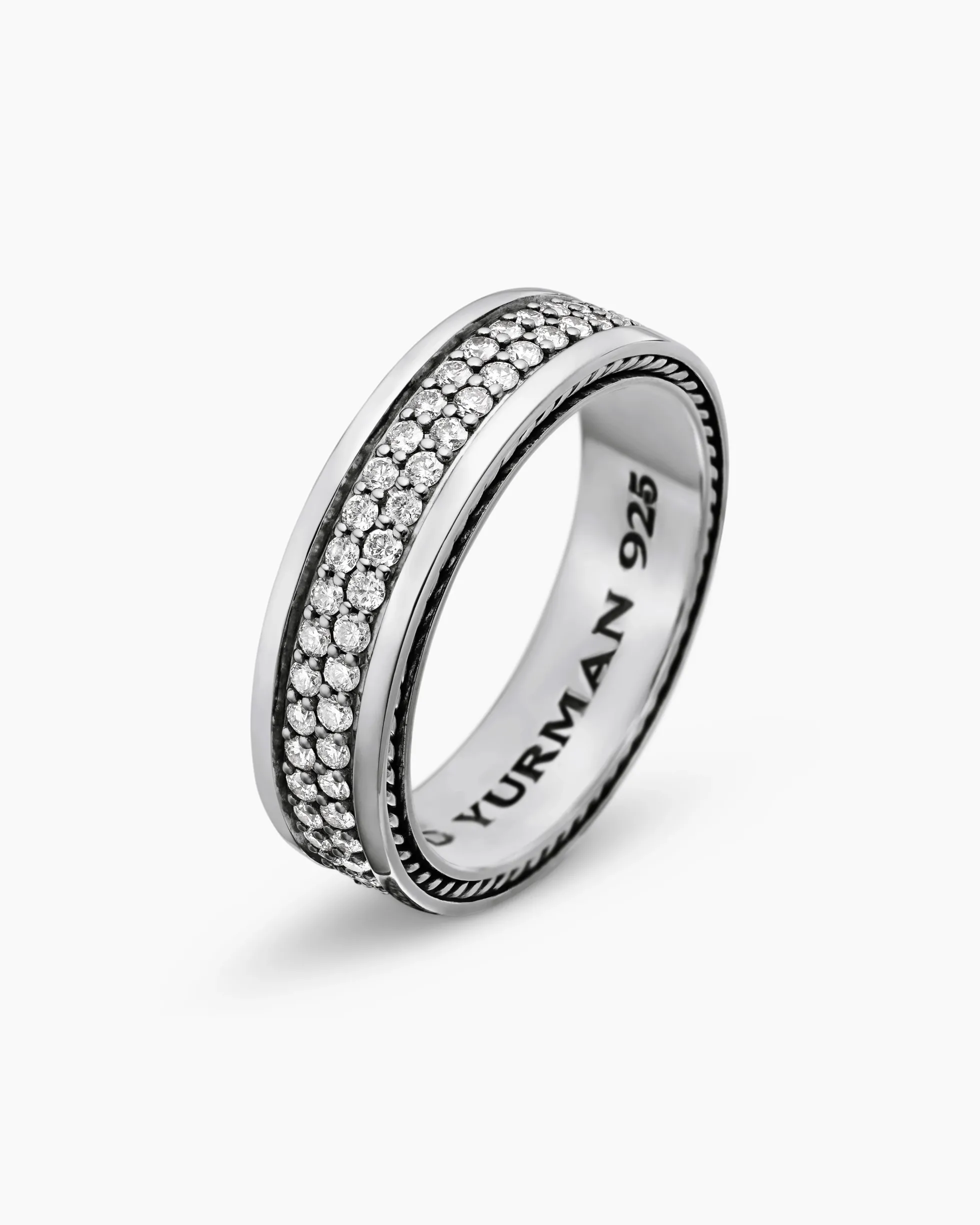 Streamline® Two Row Band Ring Sterling Silver with Diamonds, 6.5mm