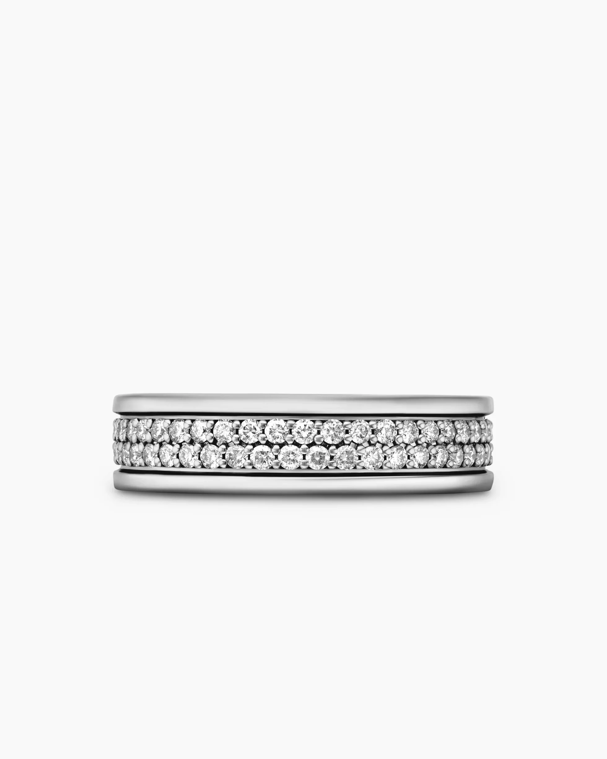 Streamline® Two Row Band Ring Sterling Silver with Diamonds, 6.5mm