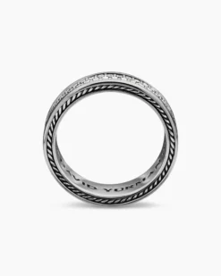 Streamline® Two Row Band Ring Sterling Silver with Diamonds, 6.5mm