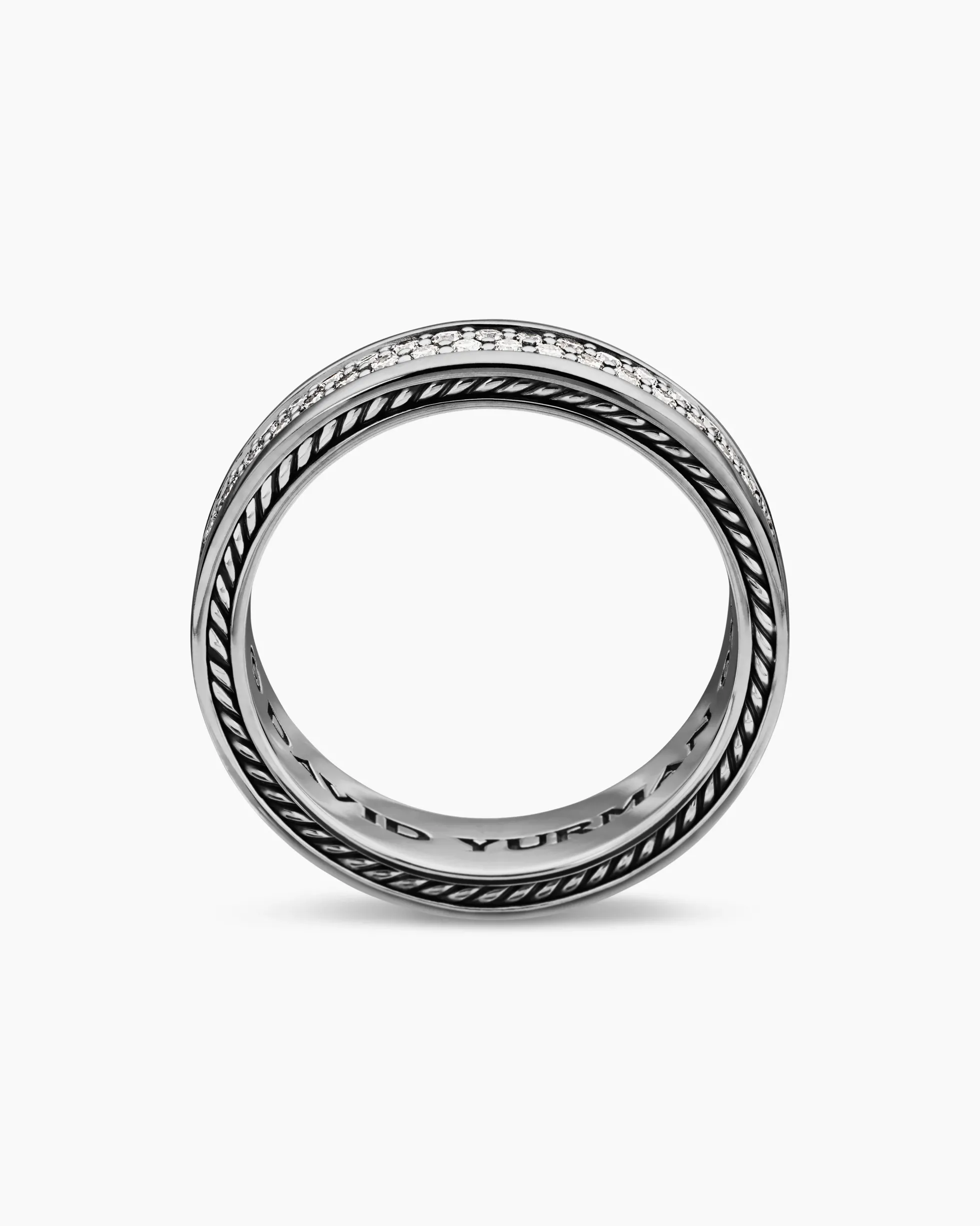 Streamline® Two Row Band Ring Sterling Silver with Diamonds, 6.5mm