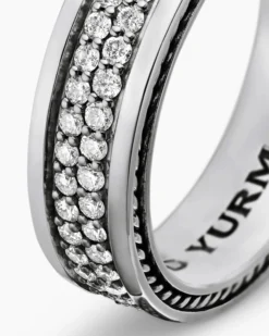 Streamline® Two Row Band Ring Sterling Silver with Diamonds, 6.5mm