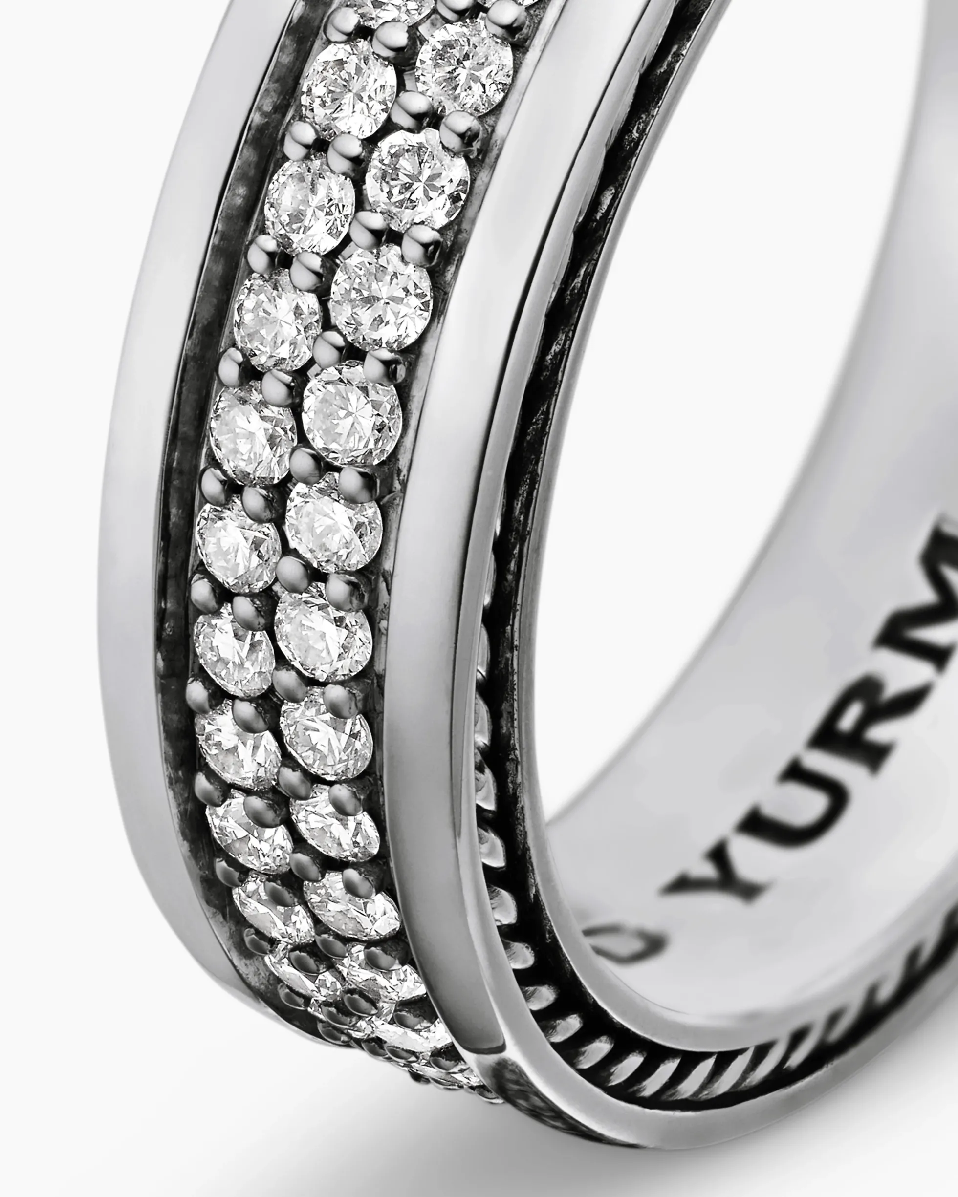 Streamline® Two Row Band Ring Sterling Silver with Diamonds, 6.5mm